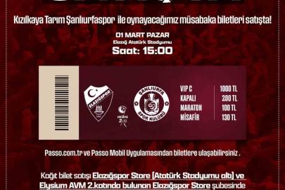 Elazığspor - Şanlıurfaspor maç biletleri satışta
