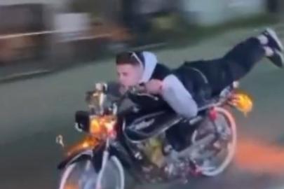 Şov uğruna canını hiçe saydı, trafiği tehlikeye düşürdü