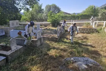 Antalya Büyükşehir ekiplerinden ilçe mezarlıklarında çalışma