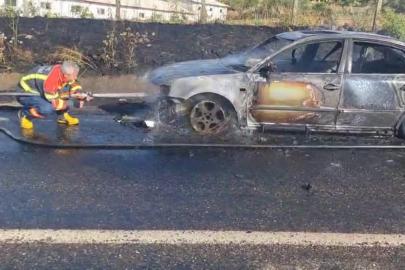 Bingöl’de seyir halindeki otomobil alevlere teslim oldu