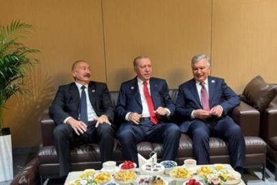 Cumhurbaşkanı Erdoğan, Aliyev ve Mirziyoyev ile bir araya geldi