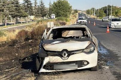 Eskişehir'de facianın eşiğinden dönüldü! Yanan araçta 1'i çocuk 3 kişi yaralandı
