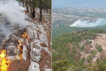 Mersin'de korkutan orman yangını! Yıldırım düşen bölge alevlere teslim oldu