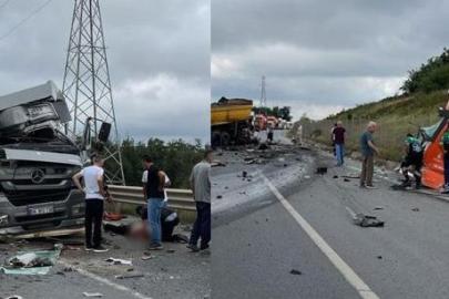 Şile yolunda feci kaza! 2 TIR çarpıştı, ortalık savaş alanına döndü