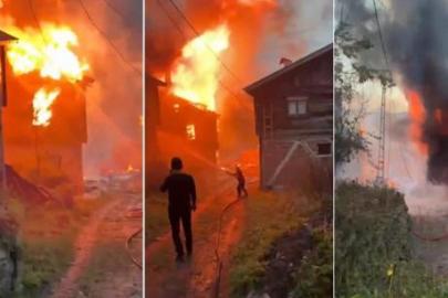 Kastamonu'da çıkan köy yangınına müdahale ediliyor