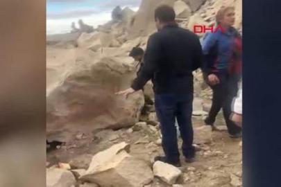 Kapadokya'da peribacası çöktü! Ölü ve yaralılar var... Bölgeden ilk görüntüler